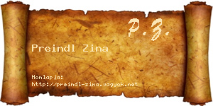 Preindl Zina névjegykártya
